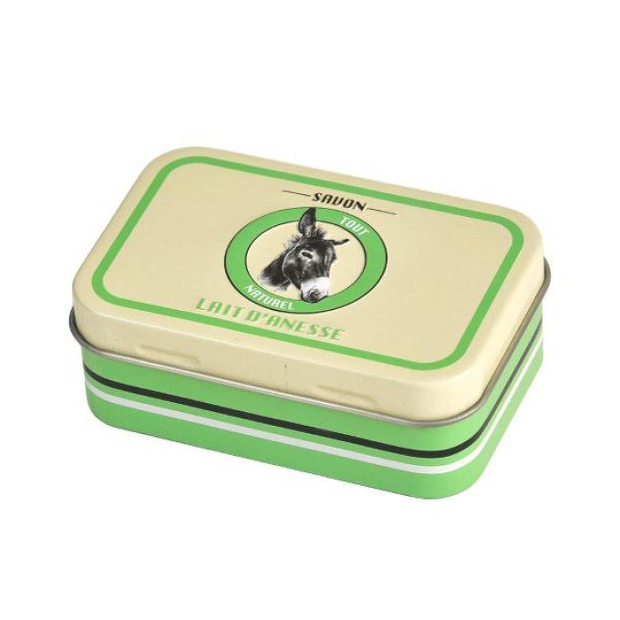 Boite à savon métal décor lait ânesse