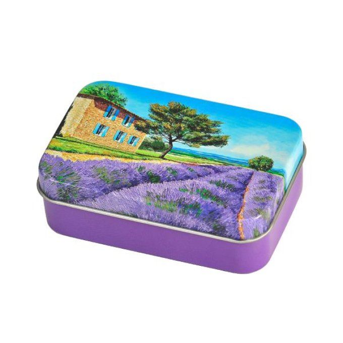 Boite à savon métal décor lavande 9 