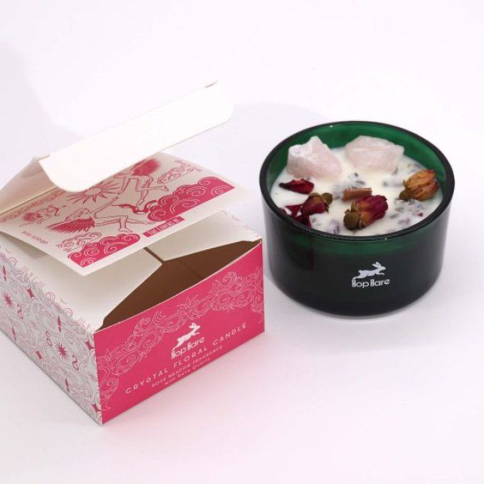 Bougie les amoureux rose et quartz rose