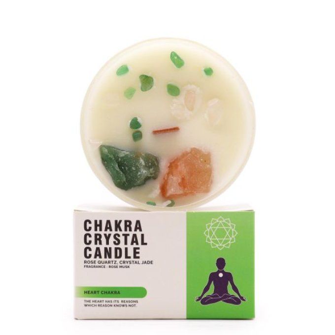 Bougie chakra du coeur quatrz rose & jade