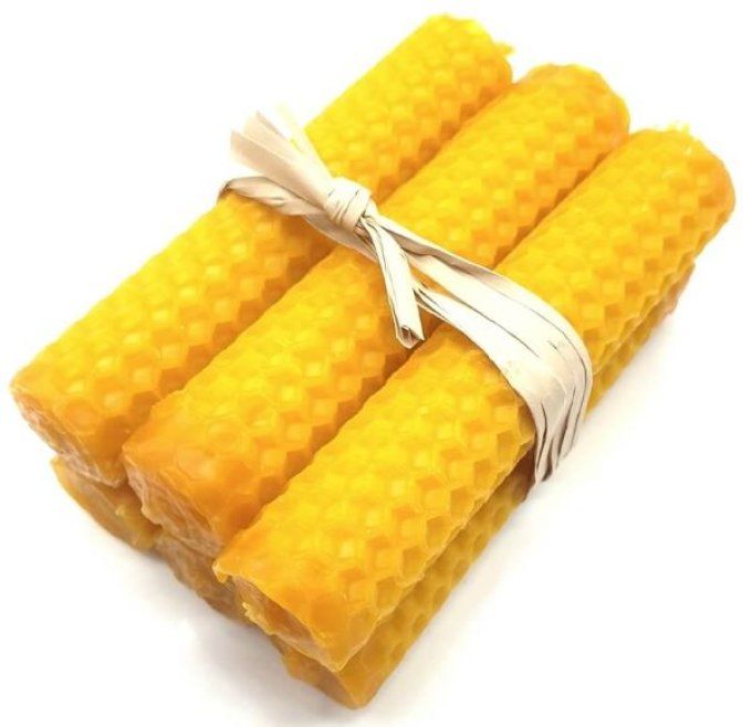 bougie à la cire d'abeille 10cm - 6pcs