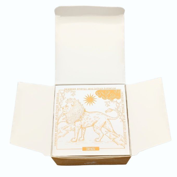 Bougie le lion jasmin, gemme quartz de roche