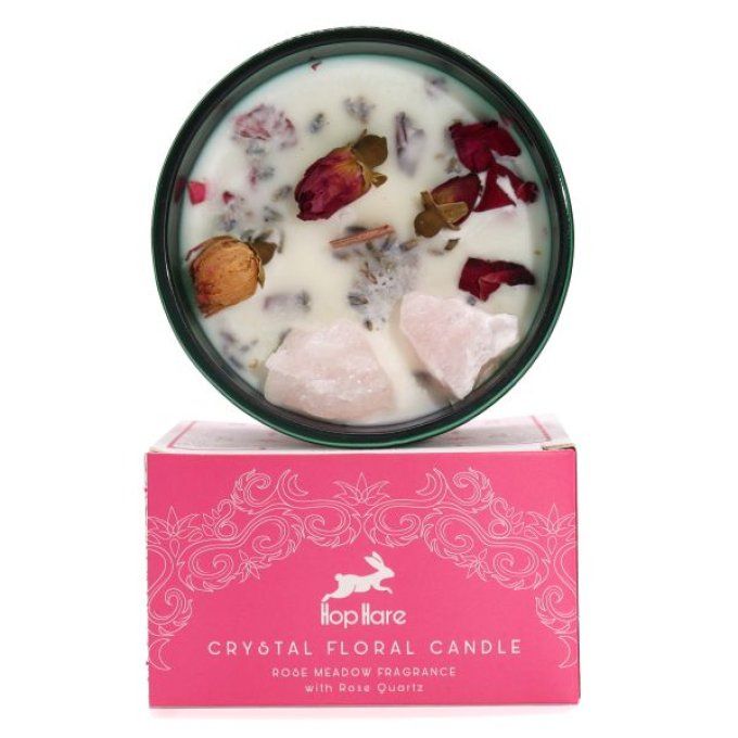 Bougie les amoureux rose et quartz rose