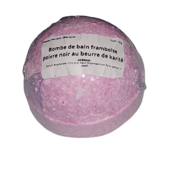 Boule de bain au karité - framboise poivre noir 180g