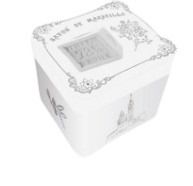 Mini boite cube savon de Marseille métal  blanc & argent