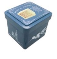 Mini boite cube savon de Marseille métal  bleue
