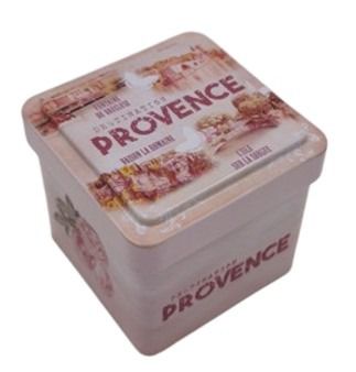 Mini boite cube savon de Marseille métal  vue Provence 