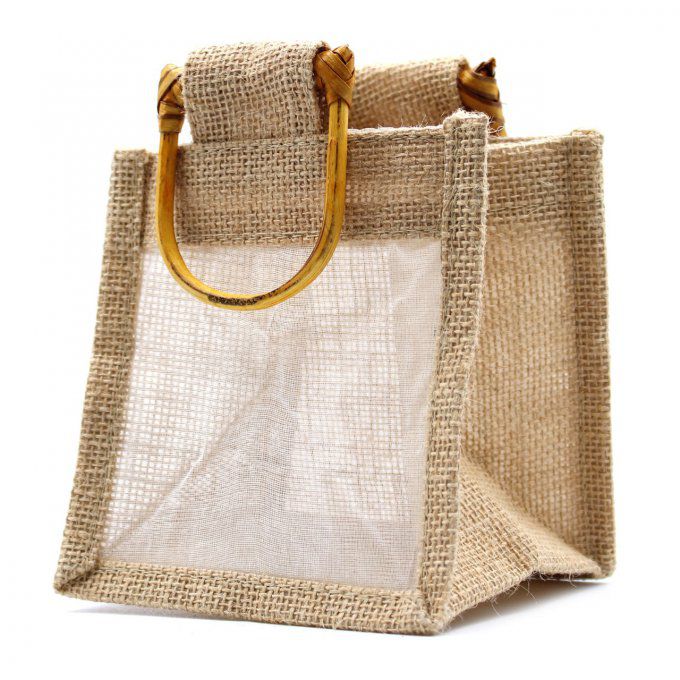 Panière cadeau en jute et coton 1 fenêtre