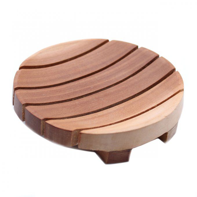 Porte savon en acajou rond 10cm