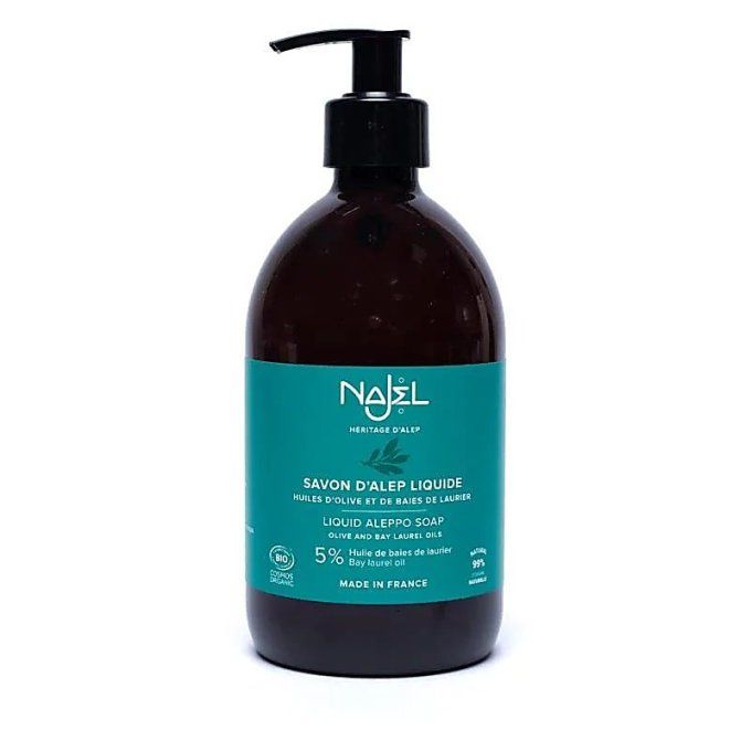 Savon d'Alep liquide  bio 5% huile de laurier noble 500ml | NAJEL